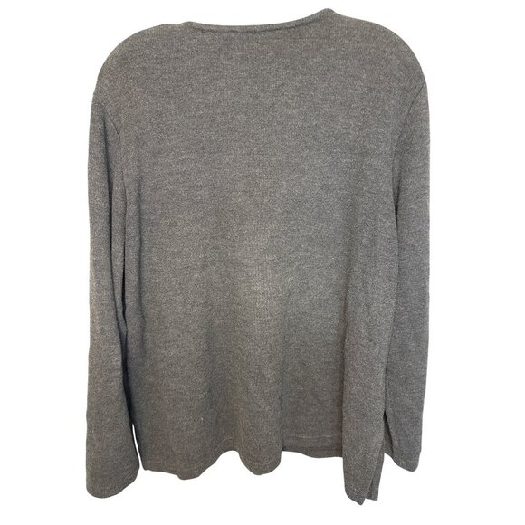 NY&CO Gray Long Sleeve Knit Top V-Neck Slit Cuff Womens XL Polyester/Rayon - Picture 4 of 5